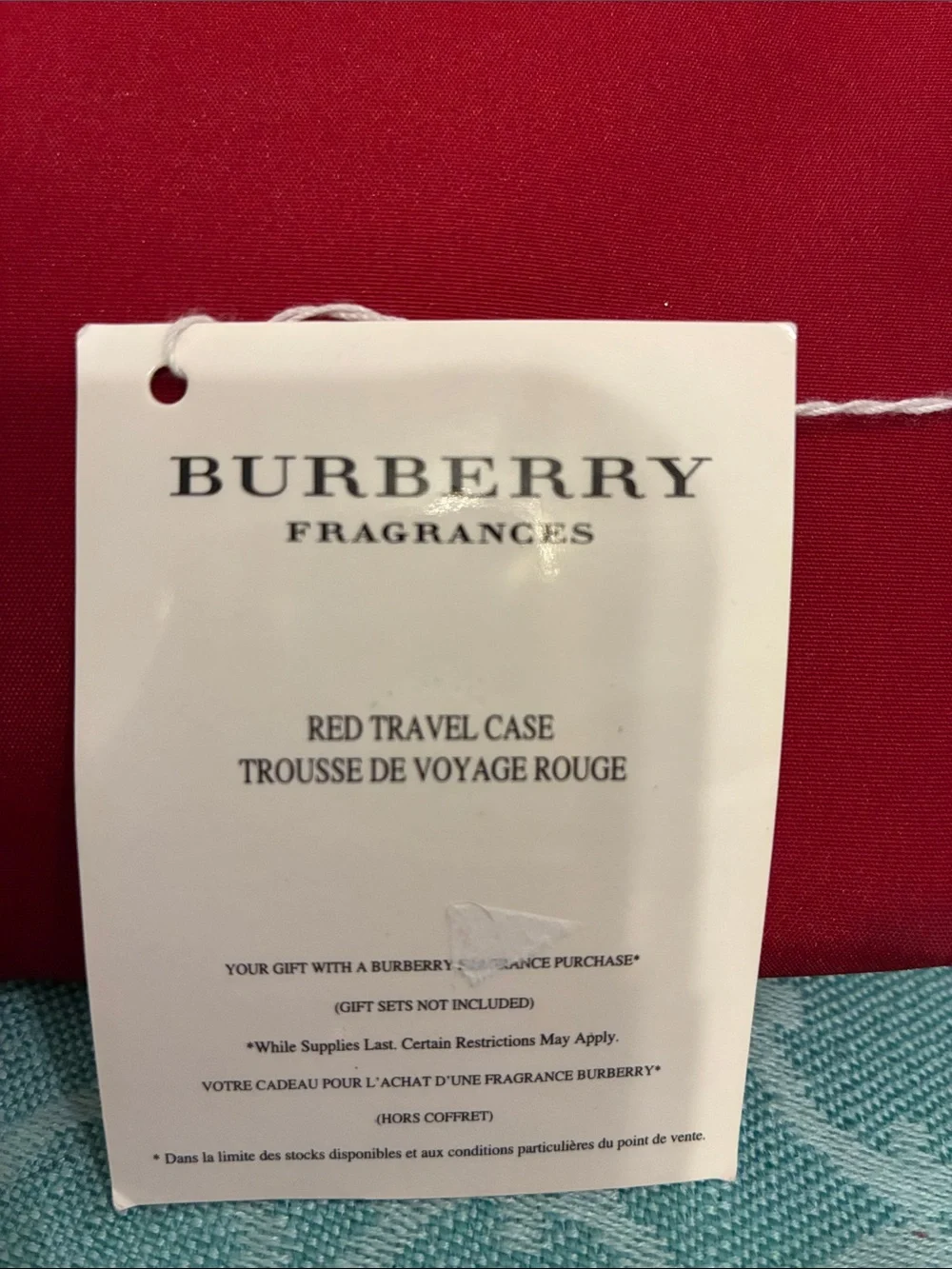 Burberry Red Cosmetic Pouch with Signature Check Trim
